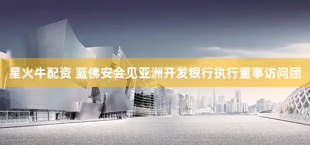 星火牛配资 蓝佛安会见亚洲开发银行执行董事访问团